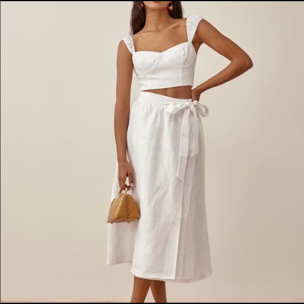 NEW Reformation Clyde linen two piece white size 0
